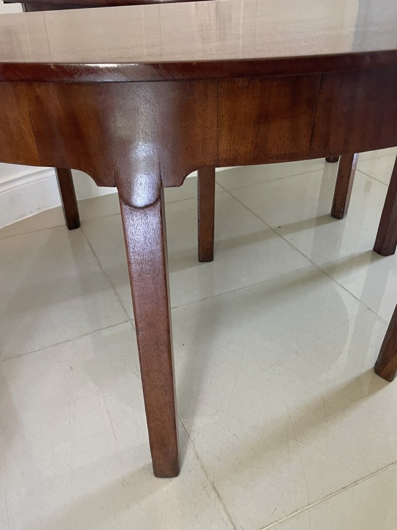 Large Pair of Antique George III Quality Figured Mahogany Demi Lune Shaped Console Tables - Image 11